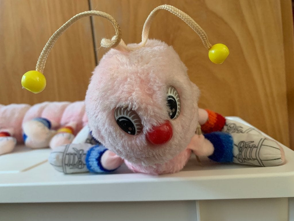 Vintage Lots-a-Lots-a-Leggggggs rupsknuffel uit 1984 – Roze, Overige merken, Overige karakters, Overige typen, Ophalen of Verzenden