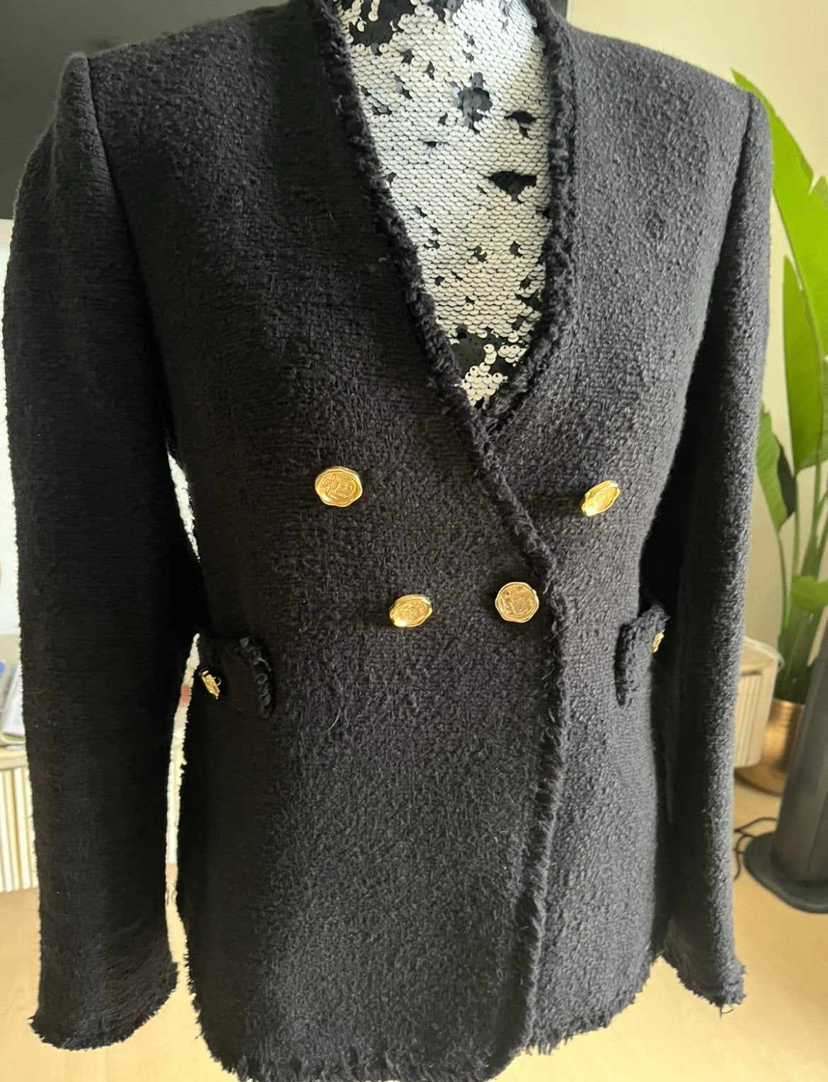 ZARA zwart tweed jasje /colbertje / blazer mtM, Kleding | Dames, Ophalen of Verzenden, Zo goed als nieuw