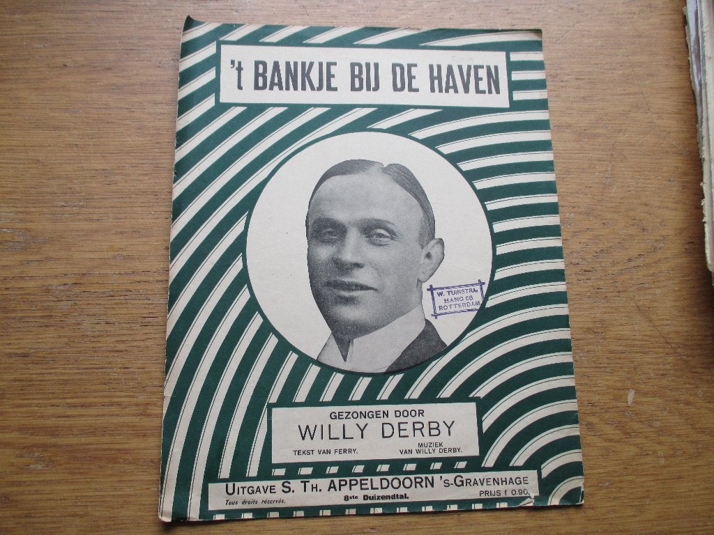 Oude bladmuziek: 't Bankje bij de Haven - Willy Derby, Piano, Gebruikt, Ophalen of Verzenden, Artiest of Componist