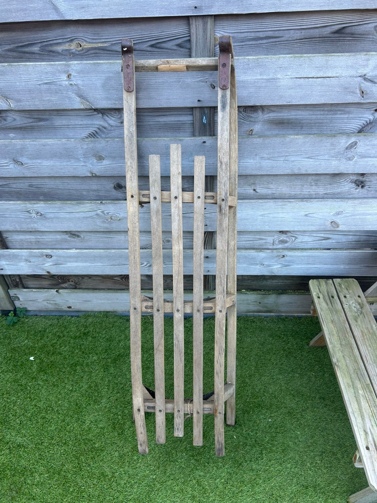 Vintage houten slee 120cm, Ophalen, Gebruikt, Hout