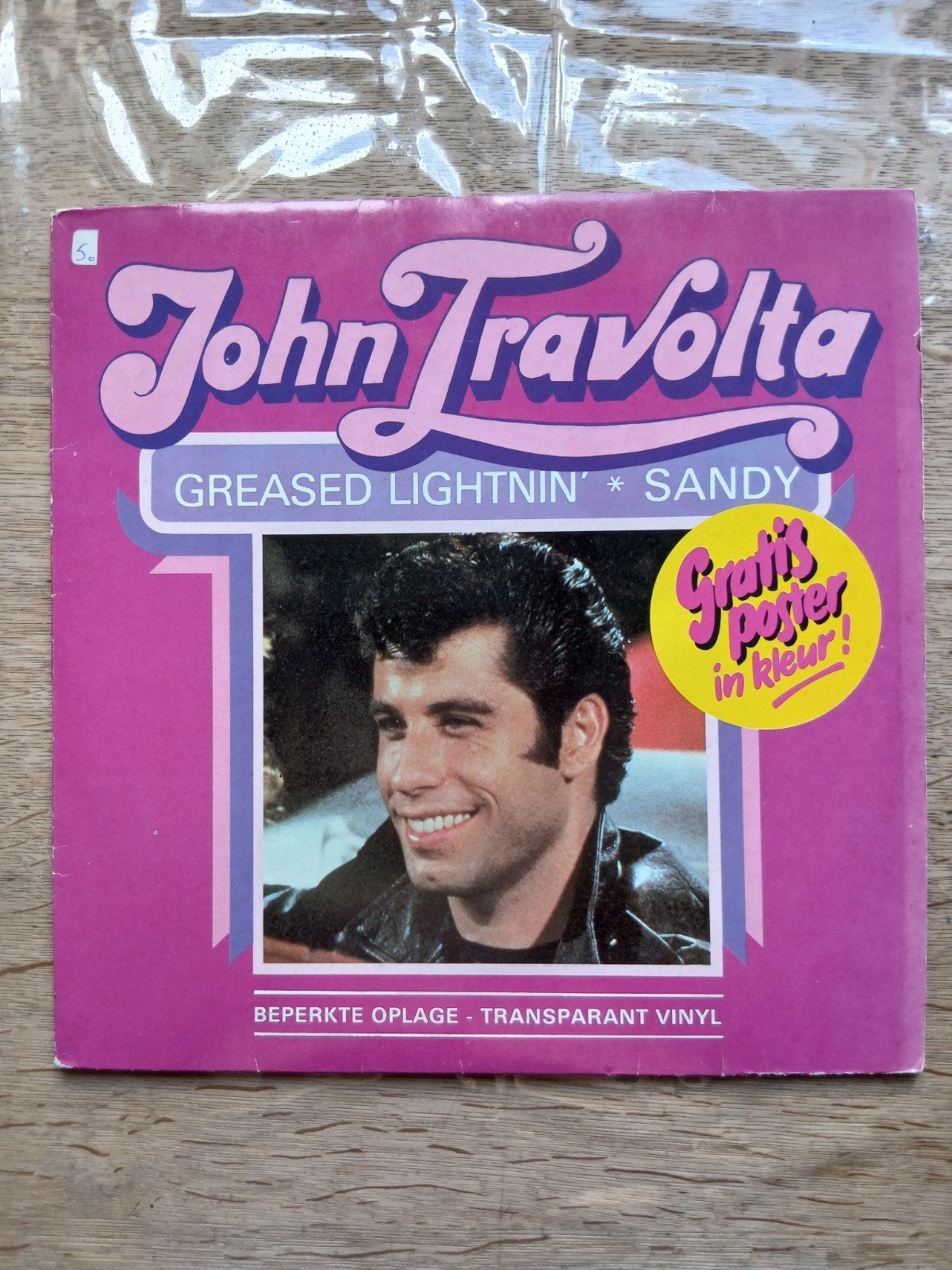 John Travolta - Greased Lightnin' / Sandy (Transparant Vinyl, Gebruikt, 7 inch, Ophalen of Verzenden, 1970 - 1979