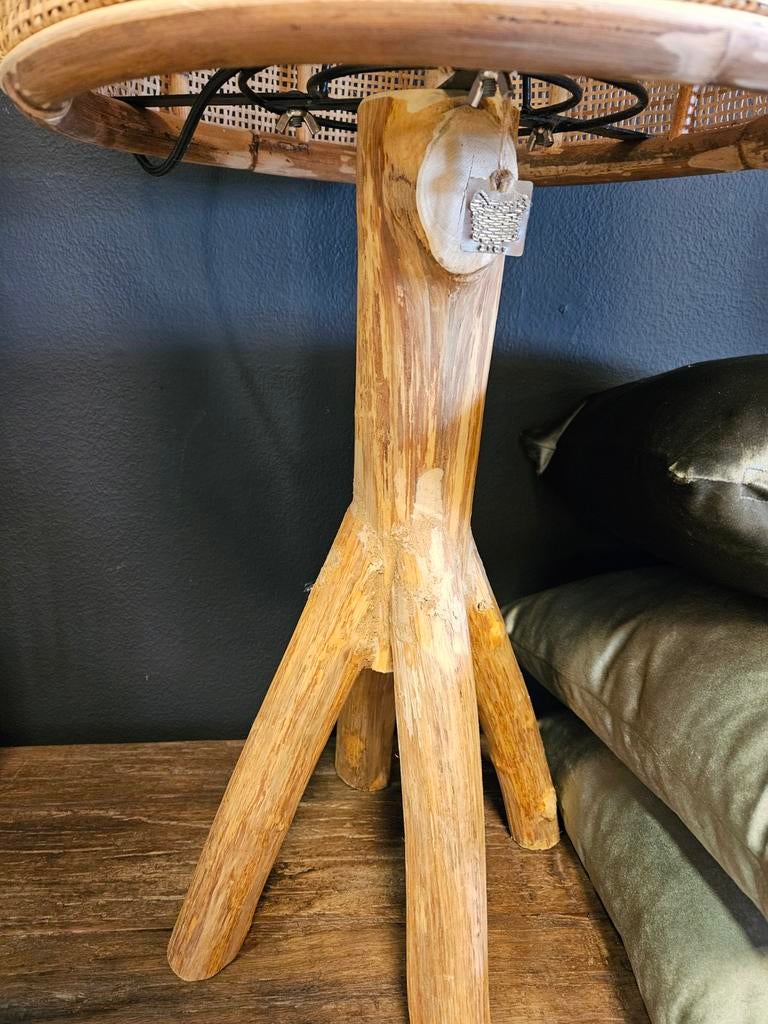 Vloerlamp hout webbing rotan, Ophalen of Verzenden, Hout, Minder dan 50 cm
