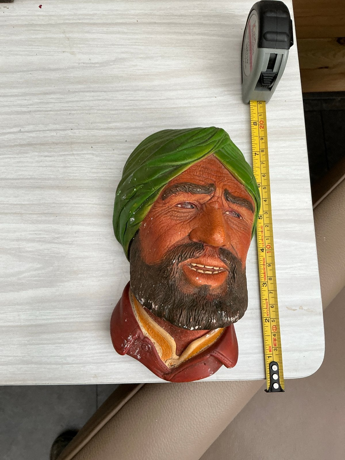 Vintage Buste Indiase Man met Turban - Wanddecoratie, Antiek en Kunst, Minder dan 20 cm, Buste, Ophalen of Verzenden, Composieten