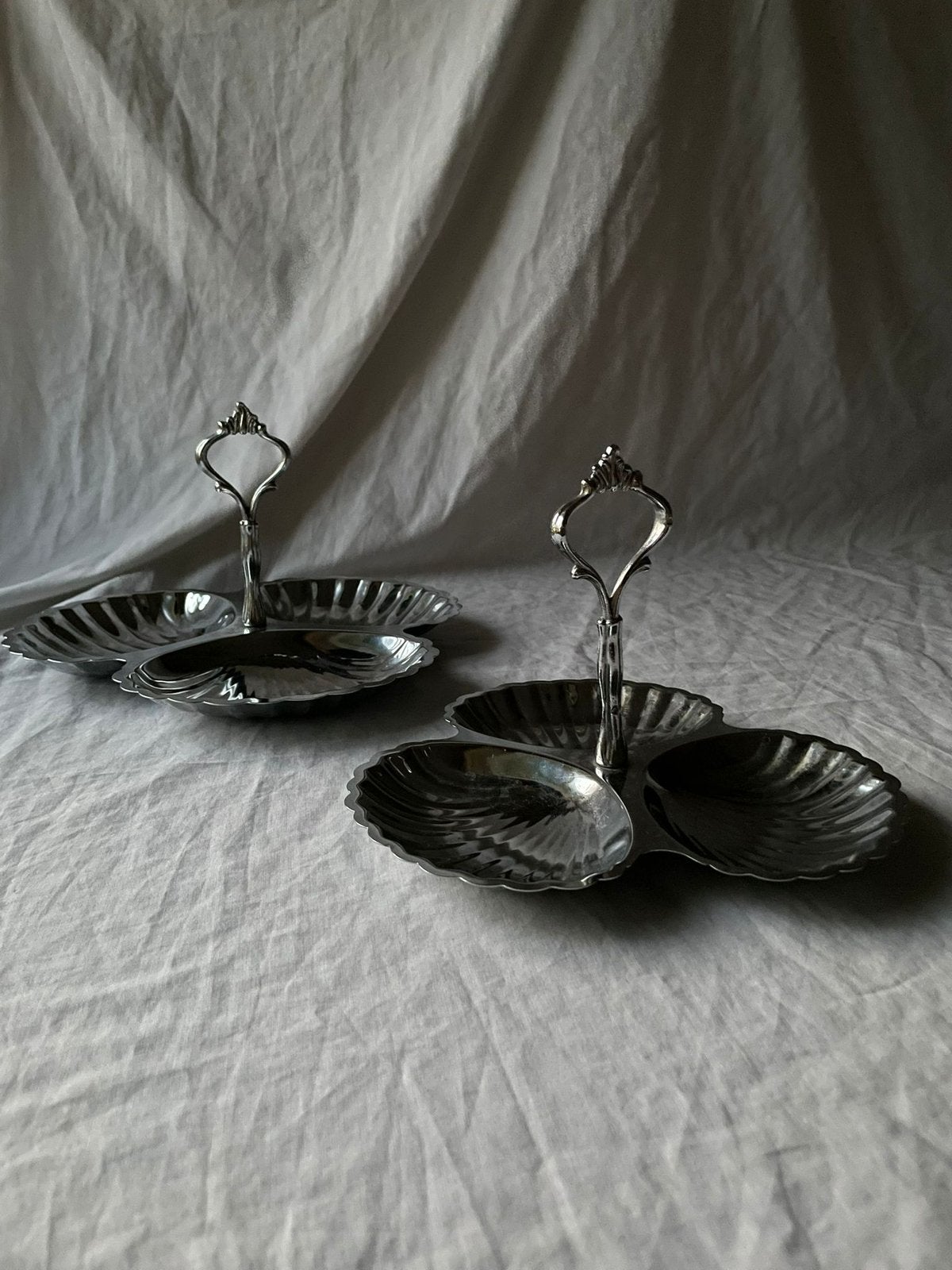 Vintage Franse presentatieschaal, etagère, inox hapjesschaal, Huis en Inrichting, Ophalen, Metaal, Vintage, Schaal of Schalen