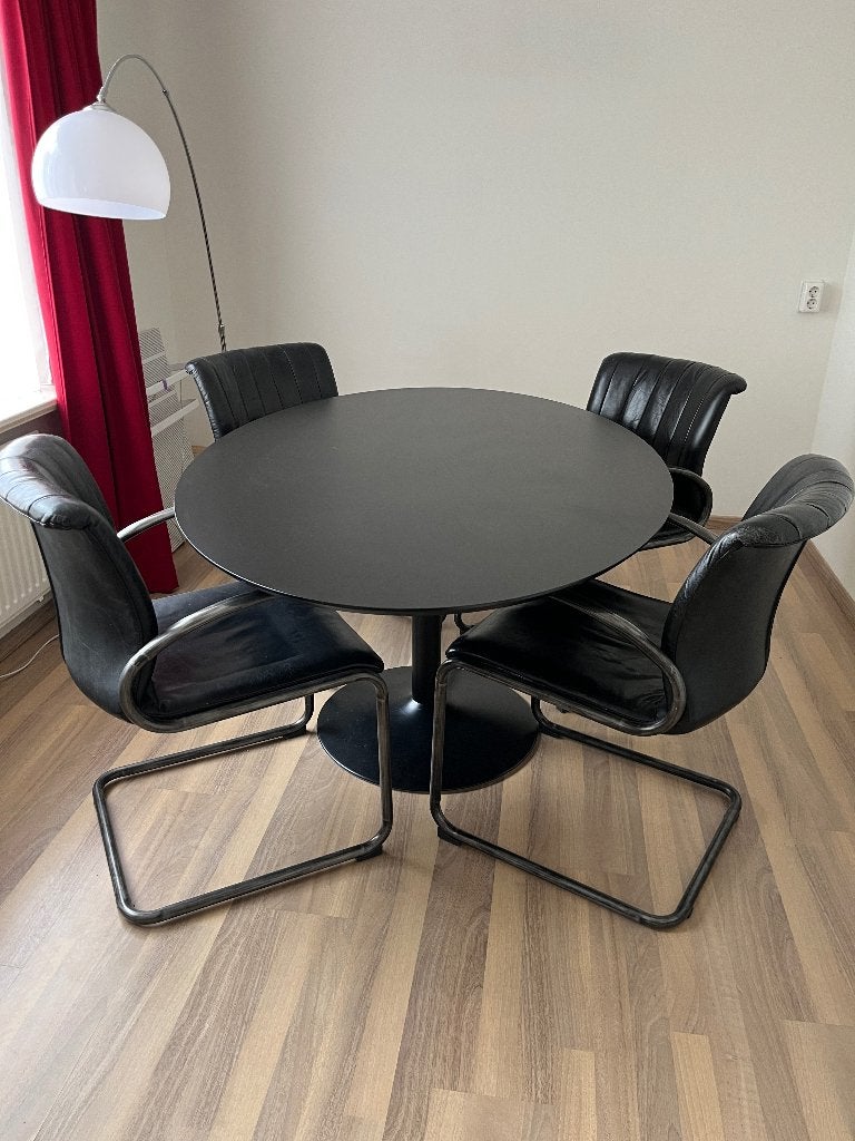 Tenzo Taco Ovale Eettafel 160 cm – Zwart – Trompetvoet, Ophalen, Gebruikt, 100 tot 150 cm, Overige materialen