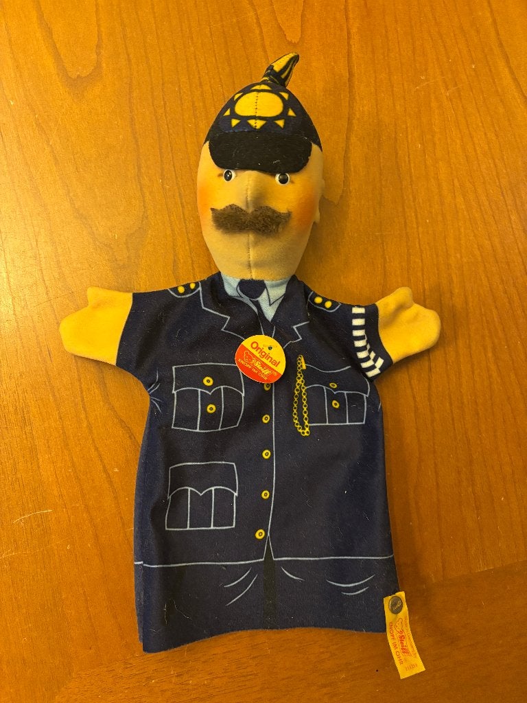 Steiff politieman handpop - Vintage, Ophalen of Verzenden