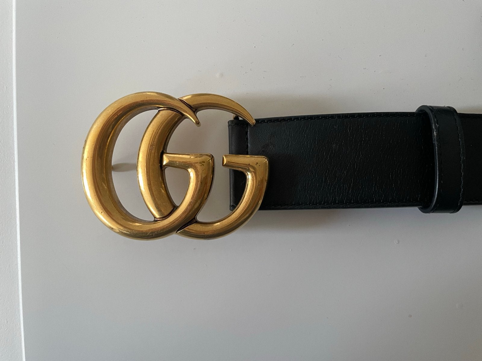 Gucci GG Marmont Leren Riem - Zwart met Gouden Gesp, Kleding | Dames, Riemen en Ceinturen, Ophalen, 80 tot 90 cm, 3 tot 5 cm, Heupriem