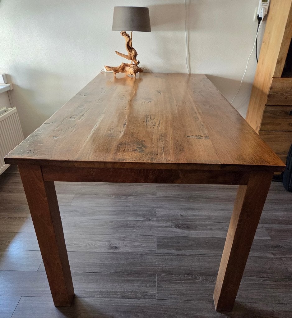 Te Koop: Teak Houten Eettafel, Huis en Inrichting, Tafels | Eettafels, Ophalen, Teakhout, 50 tot 100 cm, 150 tot 200 cm