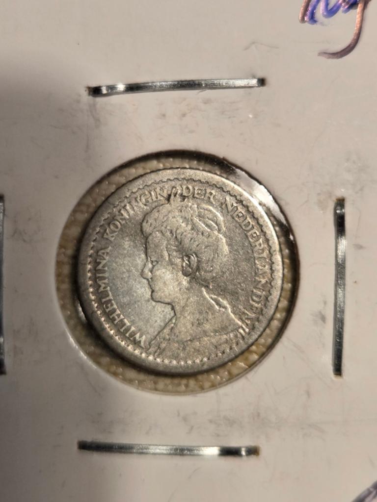 Zilveren 10 cent munt Koningin Wilhelmina 1917, Postzegels en Munten, Munten | Nederland, Zilver, Ophalen of Verzenden, 10 cent