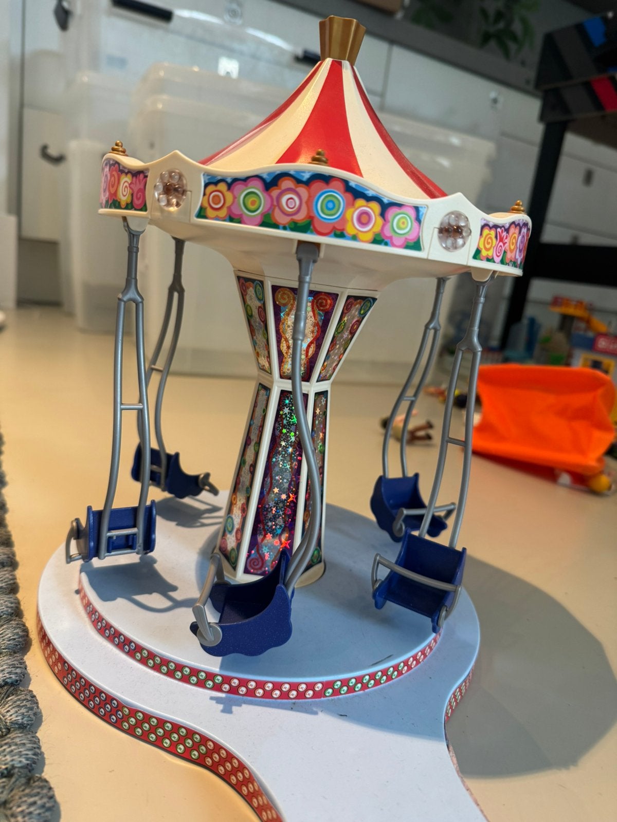 Playmobil Kermis Attracties: Zweefmolen, Schommels, Schiette, Ophalen, Gebruikt, Complete set