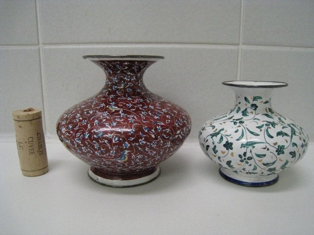 2 mini-kruikjes, rood en wit, Ophalen of Verzenden