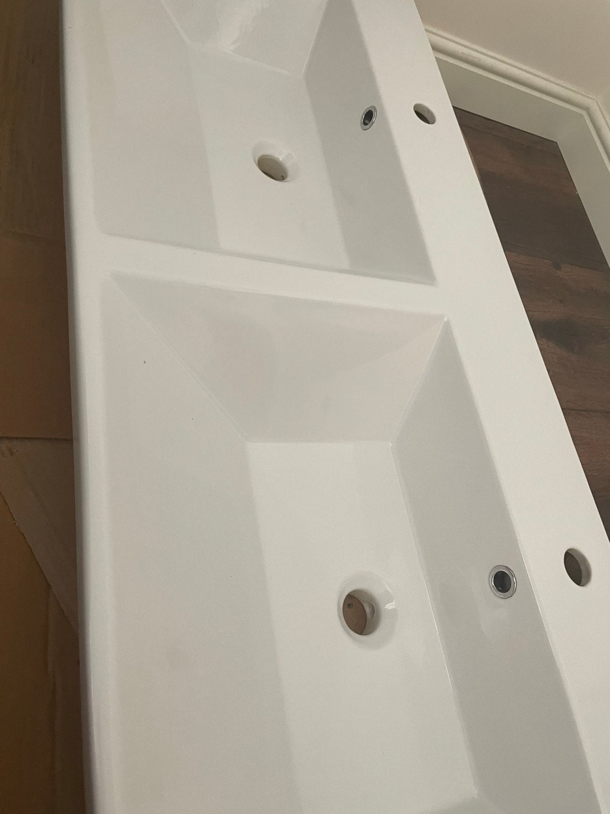 Nieuwe dubbele wasbak wit 120x50 cm - Ideaal voor ruime badk, Ophalen, Nieuw, Wastafel