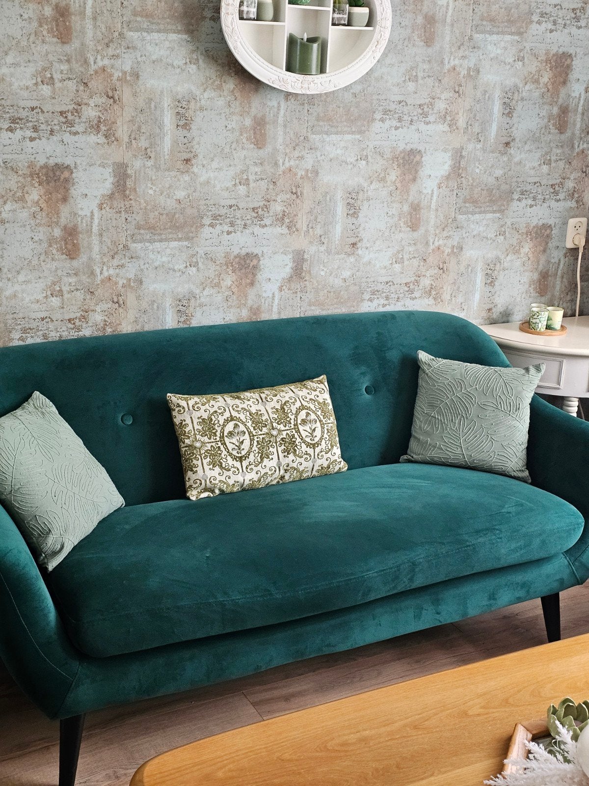 Stijlvolle zgan 2 Stuks Groene Velvet  2.5 Zits Banken €375,, Ophalen, Zo goed als nieuw, 75 tot 100 cm