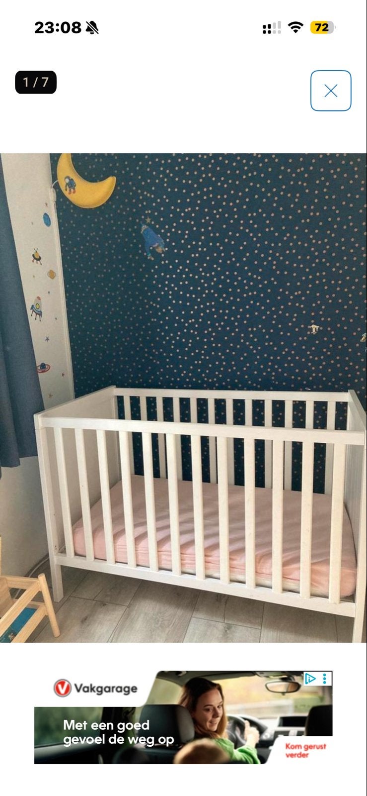 Ikea Sundvik Ledikant 120x60 - in hoogte verstelbaar, Ophalen, Gebruikt, Ledikant