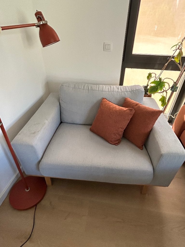 Loveseat Torino lichtblauw GAAT 18 SEP WEG, Ophalen, Gebruikt, Tweepersoons, 75 tot 100 cm