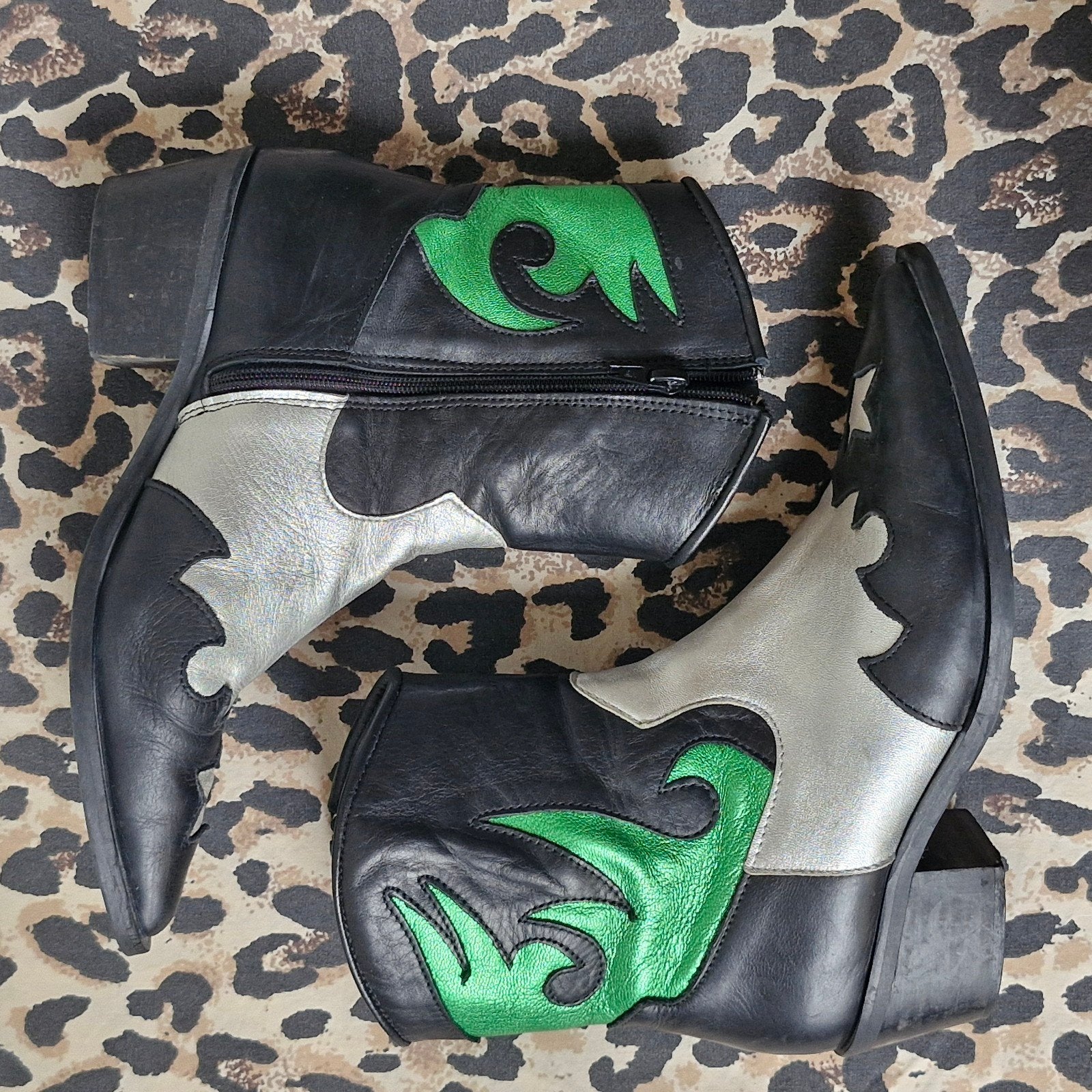 DWRS cowboylaarzen zwart/zilver/groen  Maat 39, Kleding | Dames, Hoge laarzen, Zwart, Ophalen of Verzenden, Gedragen