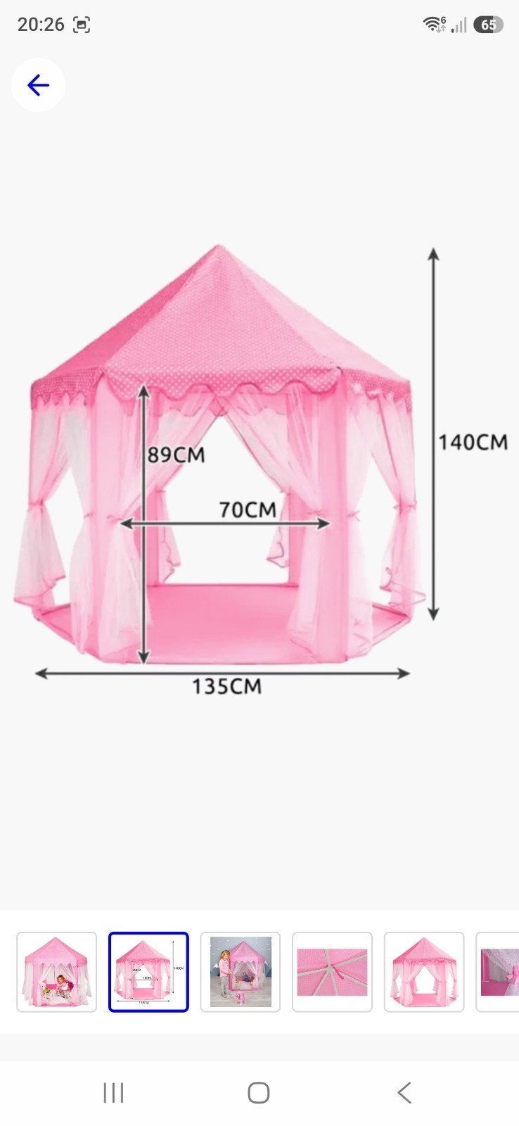 Roze prinsessen speeltent voor kinderen - Kruzze, Ophalen, Zo goed als nieuw