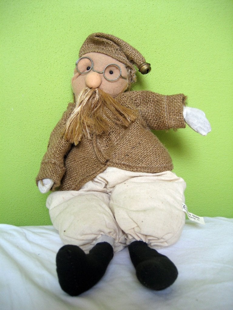 Vintage pop: mannetje met snor, bril en muts met belletje, Ophalen of Verzenden