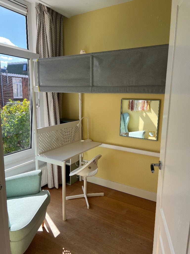 IKEA VITVAL hoogslaper 90x200 incl. bureau – 2 jaar oud, Ophalen, Eenpersoons, Zo goed als nieuw, 200 cm