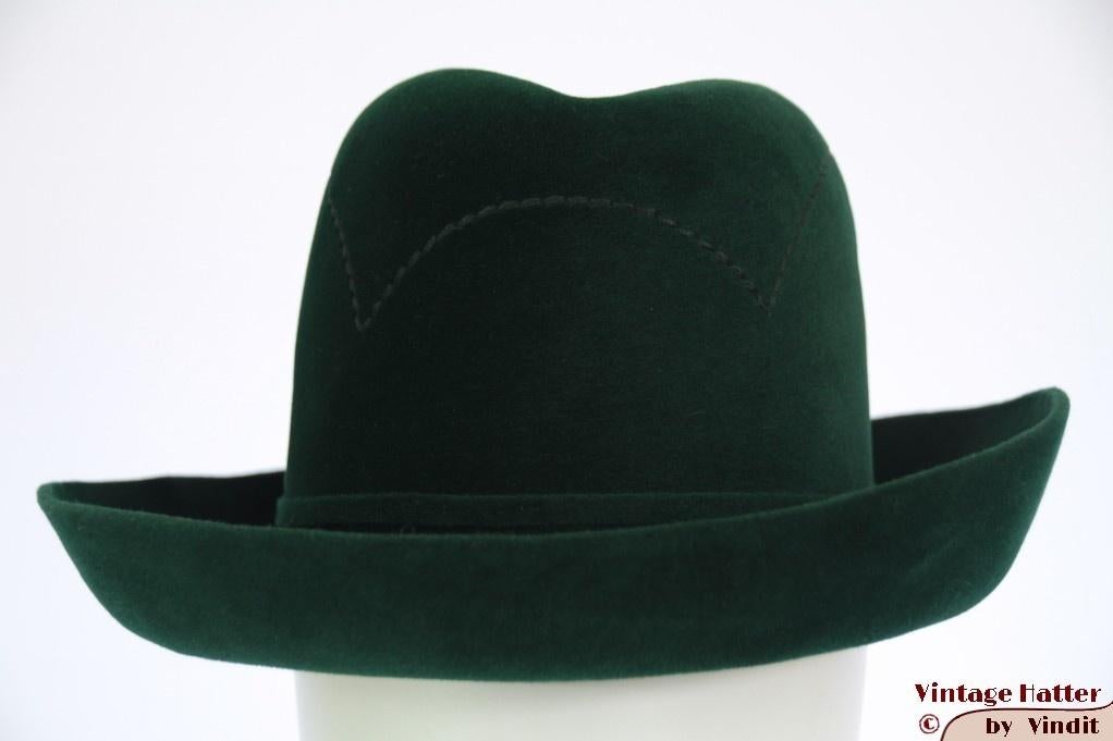 Vintage Dameshoed Mayser groen fluweel 56 gratis verzenden, 56 of 57 cm (M, 7 of 7⅛ inch), Mayser, Hoed, Ophalen of Verzenden