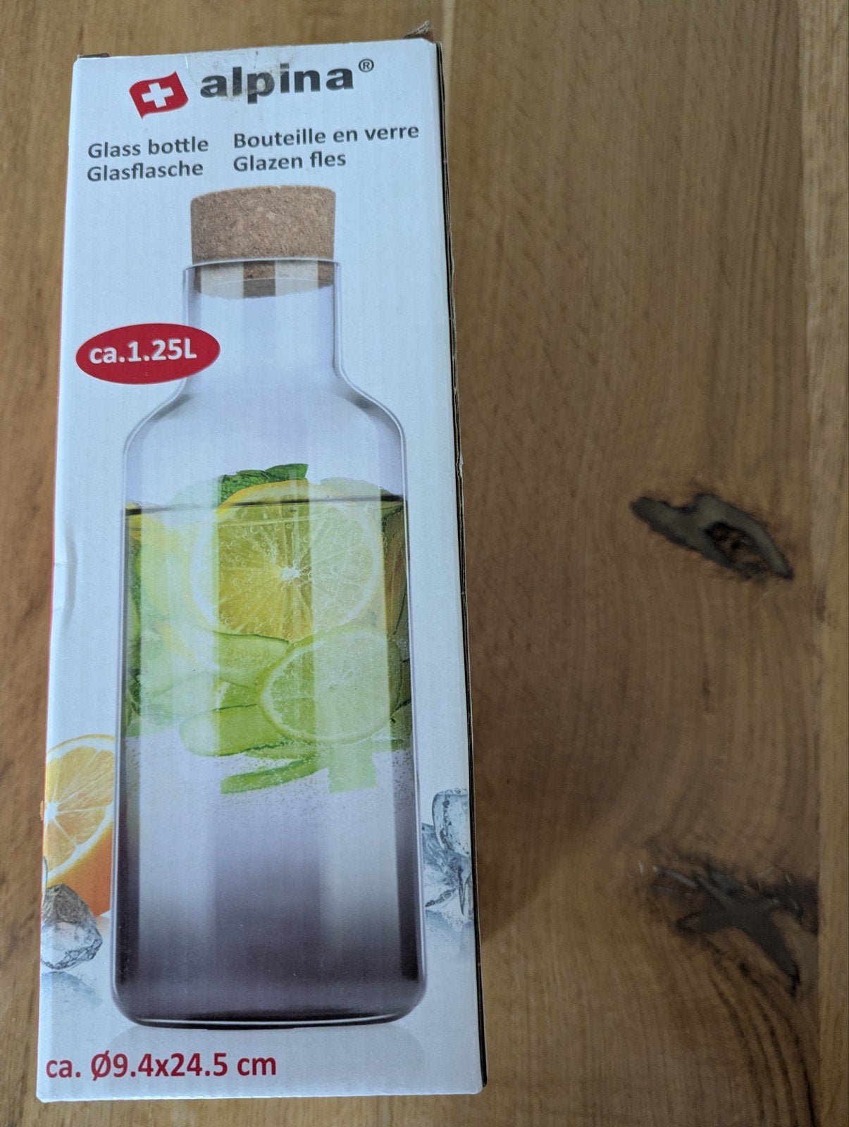 Alpina Glazen fles met kurken dop,  Nieuw, Huis en Inrichting, Keuken | Keukenbenodigdheden, Overige typen, Ophalen of Verzenden