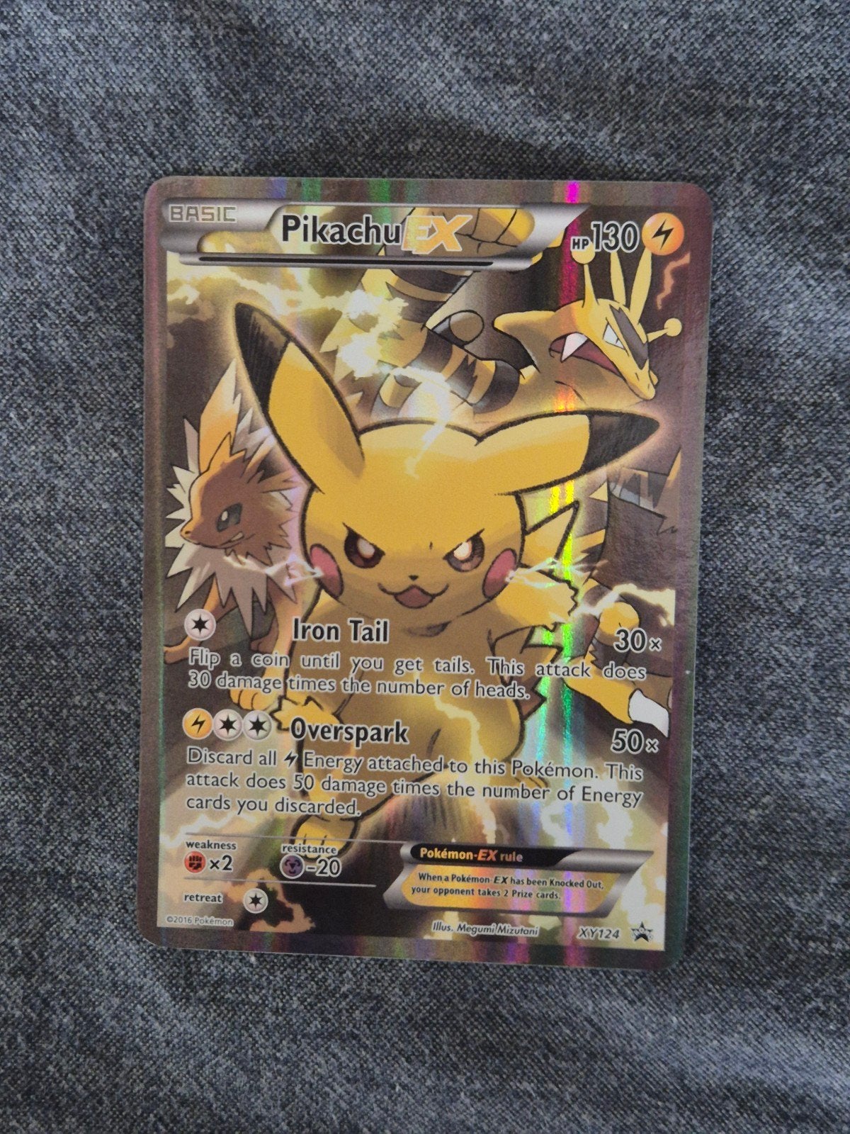 Pikachu EX XY124 Full Art holo Pokémon Kaart, Verzenden, Zo goed als nieuw, Losse kaart, Foil