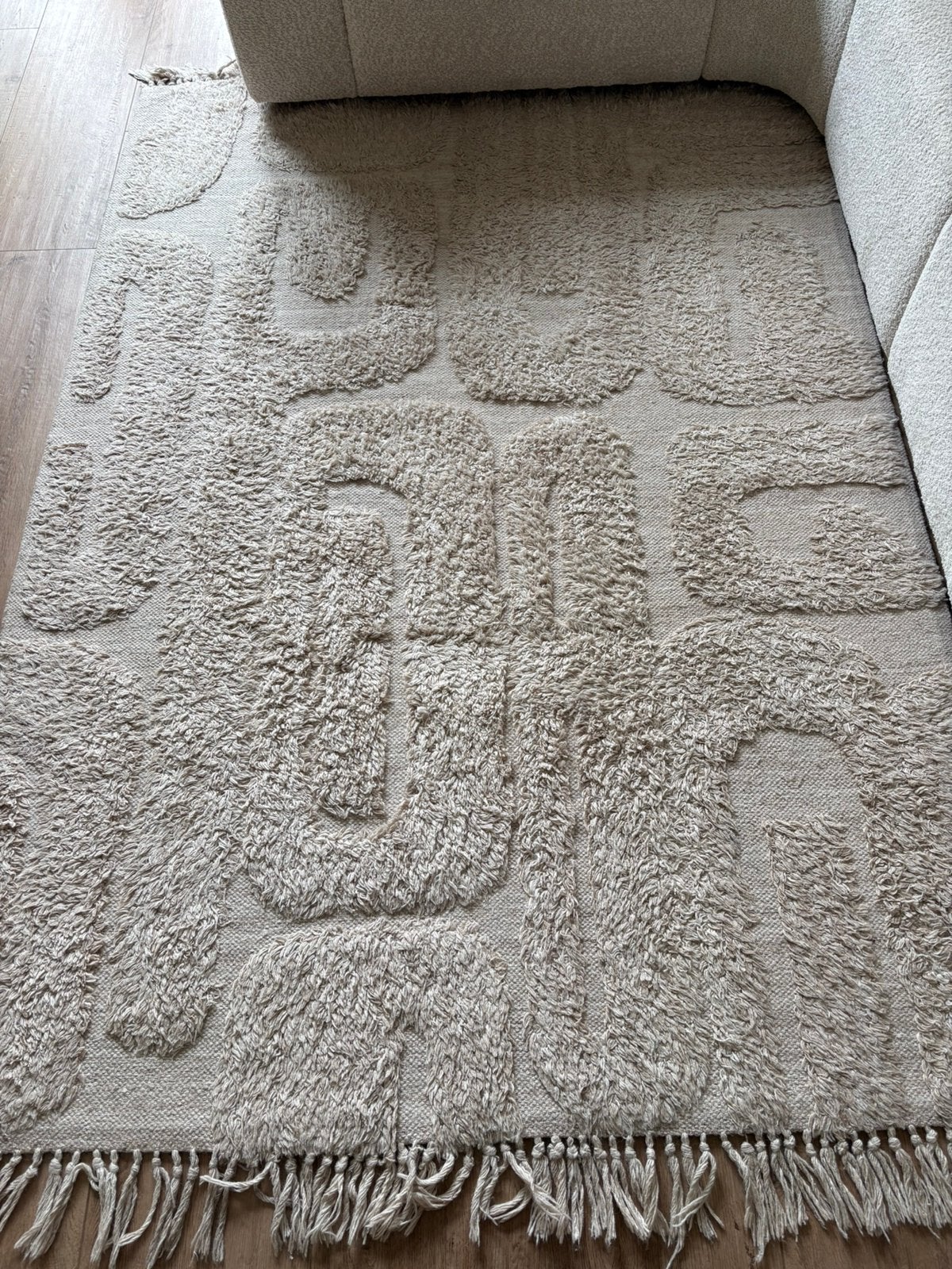 HKliving Tufted Vloerkleed 160 x 230 cm - Limestone, Ophalen, Beige, 150 tot 200 cm, 200 cm of meer