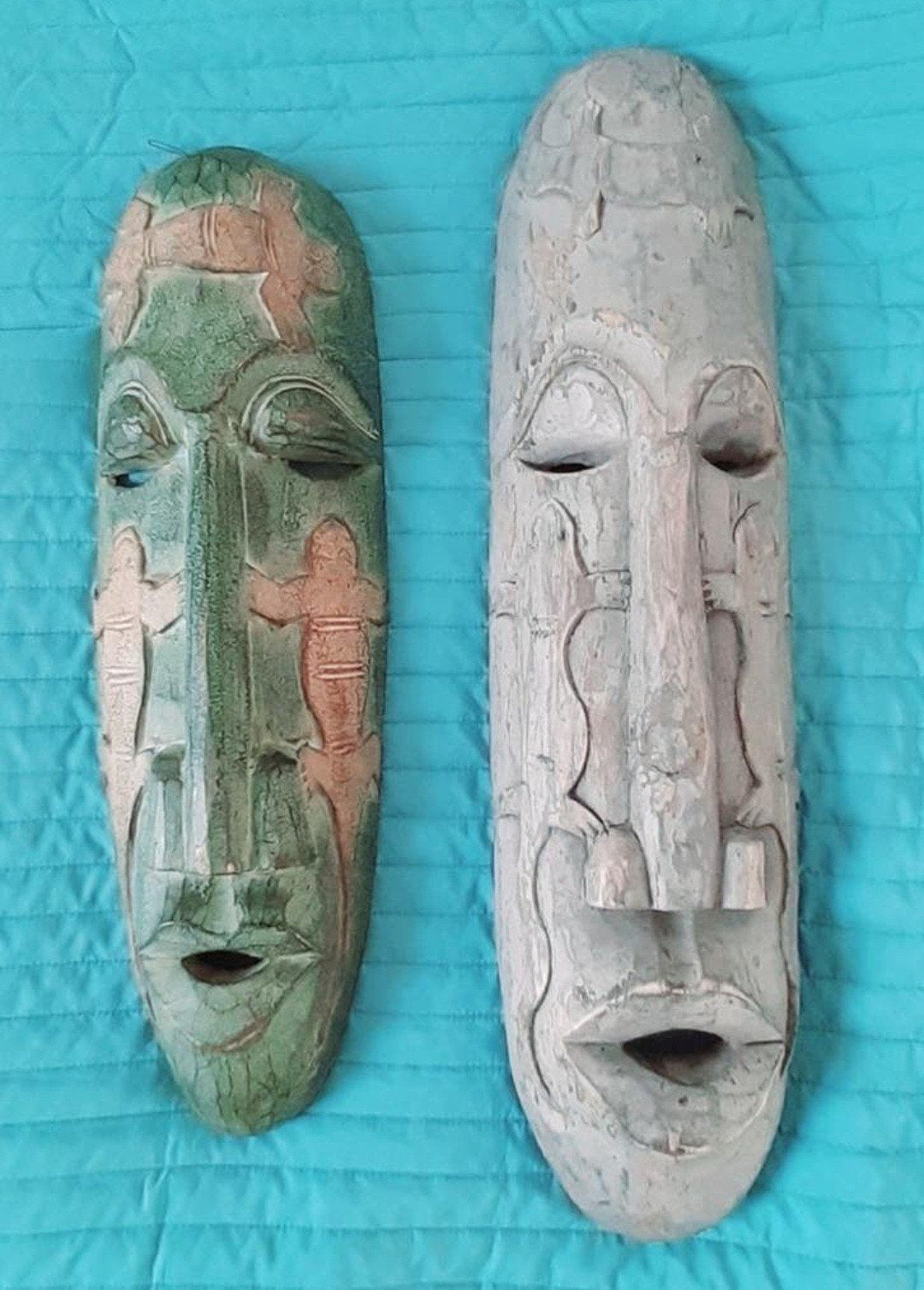 2 houten maskers., Antiek en Kunst, Kunst | Beelden en Houtsnijwerken, Ophalen