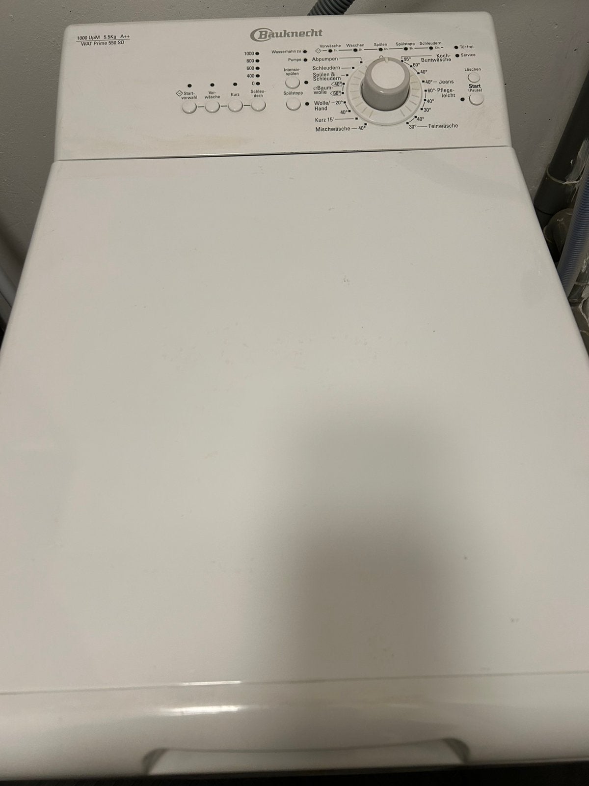 Bauknecht WAT Prime 550 SD, Witgoed en Apparatuur, Wasmachines, Ophalen, 4 tot 6 kg, Bovenlader, 85 tot 90 cm