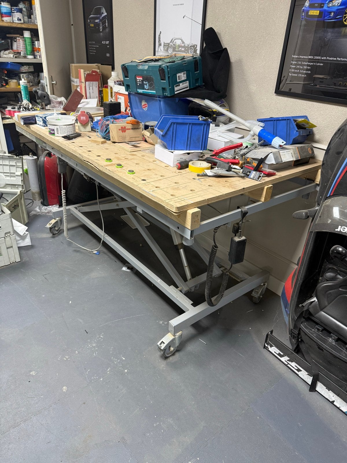Verstelbare Werkbank van Hoog-Laag Bed - Ideaal voor Werkpla, Doe-het-zelf en Verbouw, Werkbanken, Ophalen, Gebruikt, 170 cm of meer