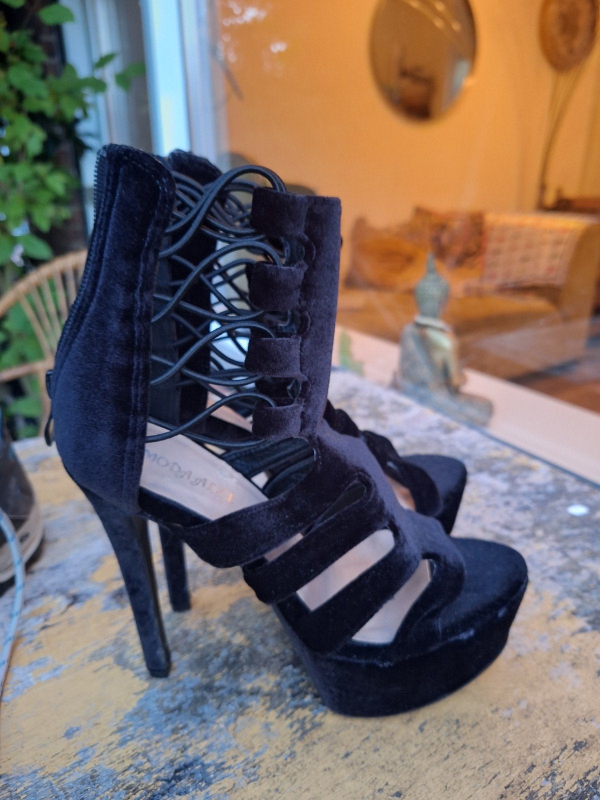 Moda Alice Zwarte Plateau Hakken Maat 37, Zwart, Ophalen of Verzenden, Zo goed als nieuw, Schoenen met hoge hakken