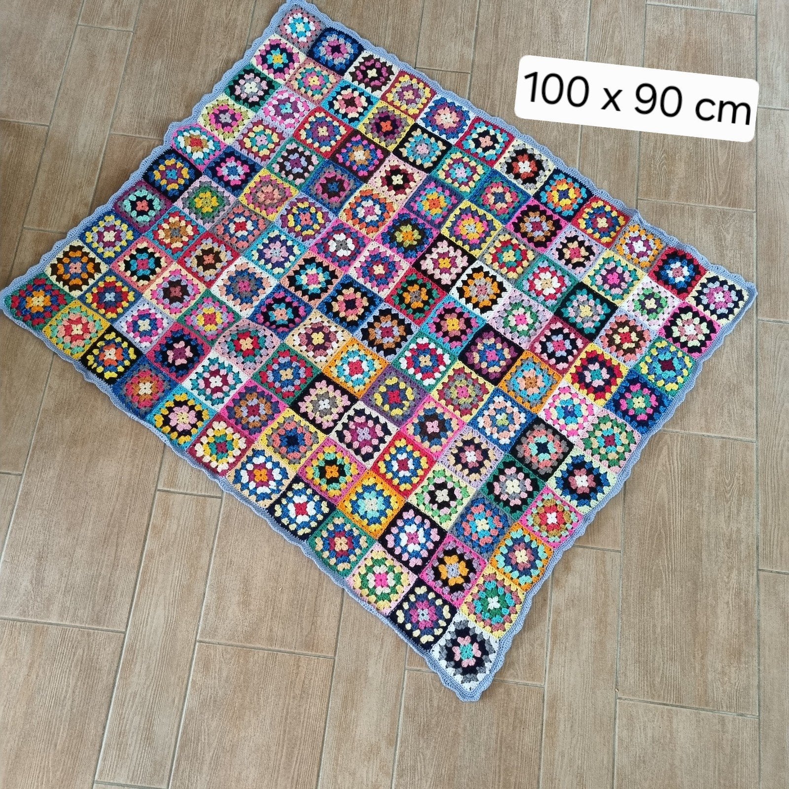 Katoenen zelfgehaakt dekentje - Granny Square deken, Ophalen of Verzenden, Nieuw, Plaid, Handgemaakt