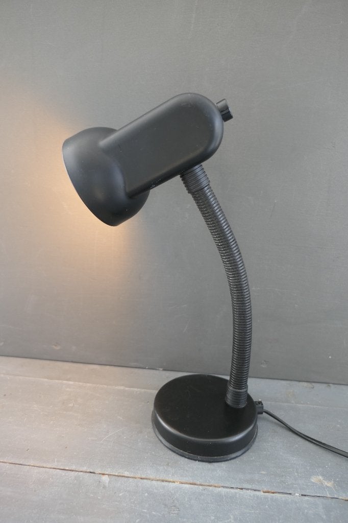 Vintage Veneta Lumi Bureaulamp Zwart Metaal Jaren 70 Italy, Verzenden, Zo goed als nieuw, Zwart, 37 cm