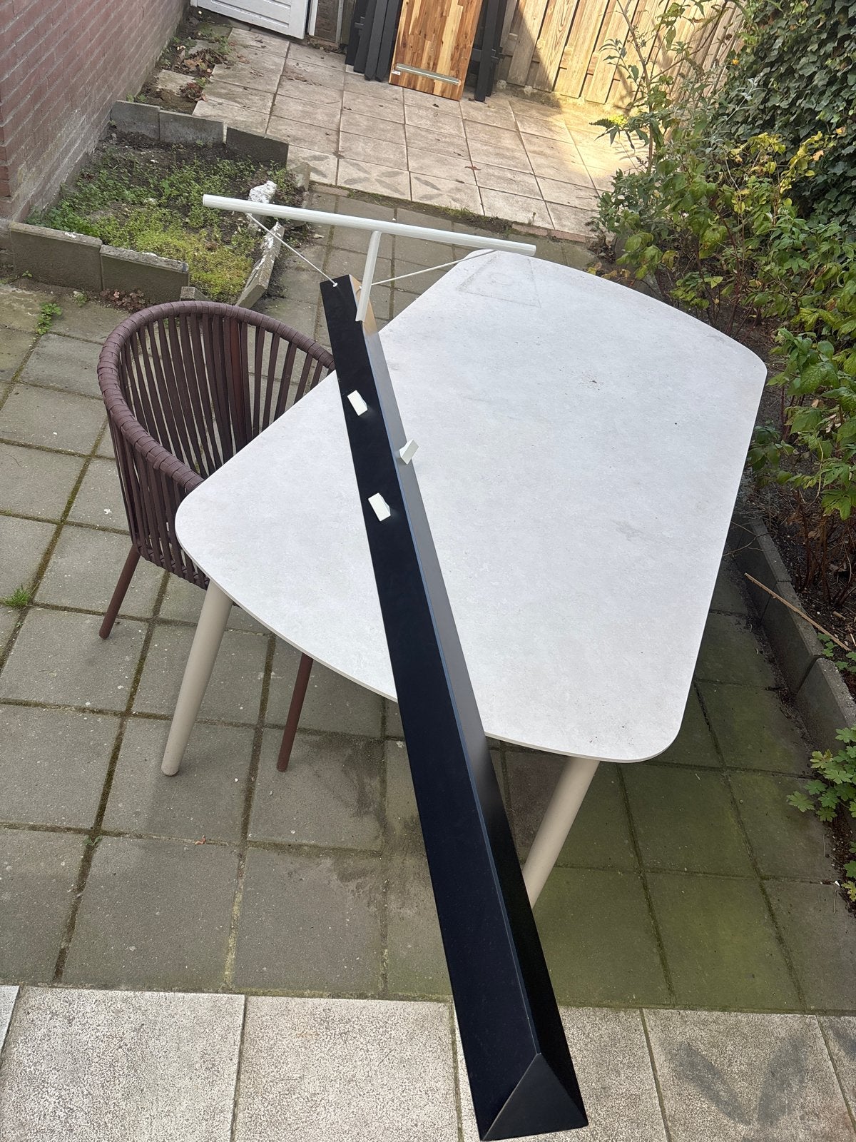 Vintage Art Deco Kapstok - Zwart Metaal met Witte Haken, Gebruikt, 100 tot 150 cm, Metaal, Ophalen
