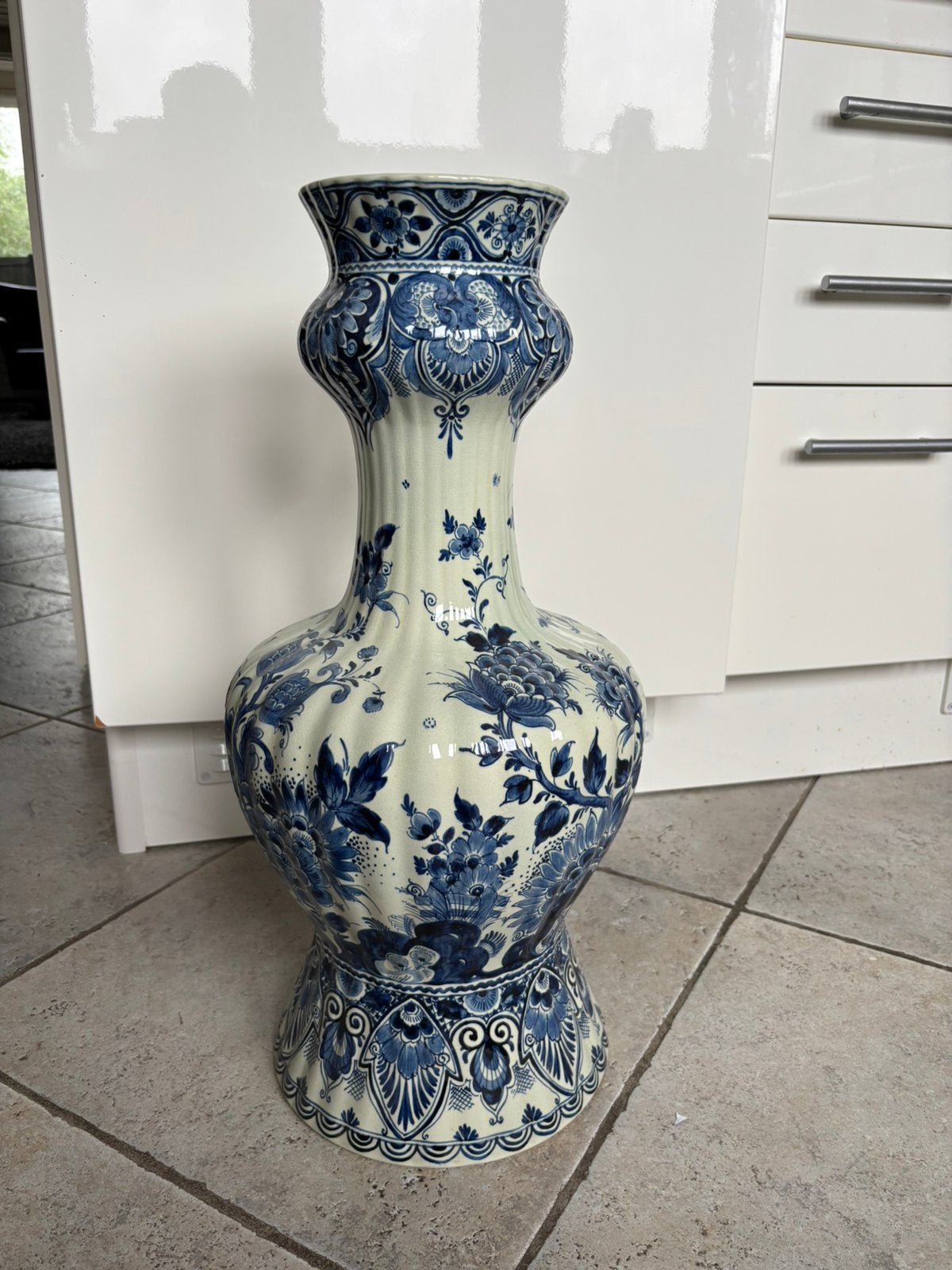 Grote Antieke Delfts Blauwe Vaas - Handgeschilderd, Ophalen