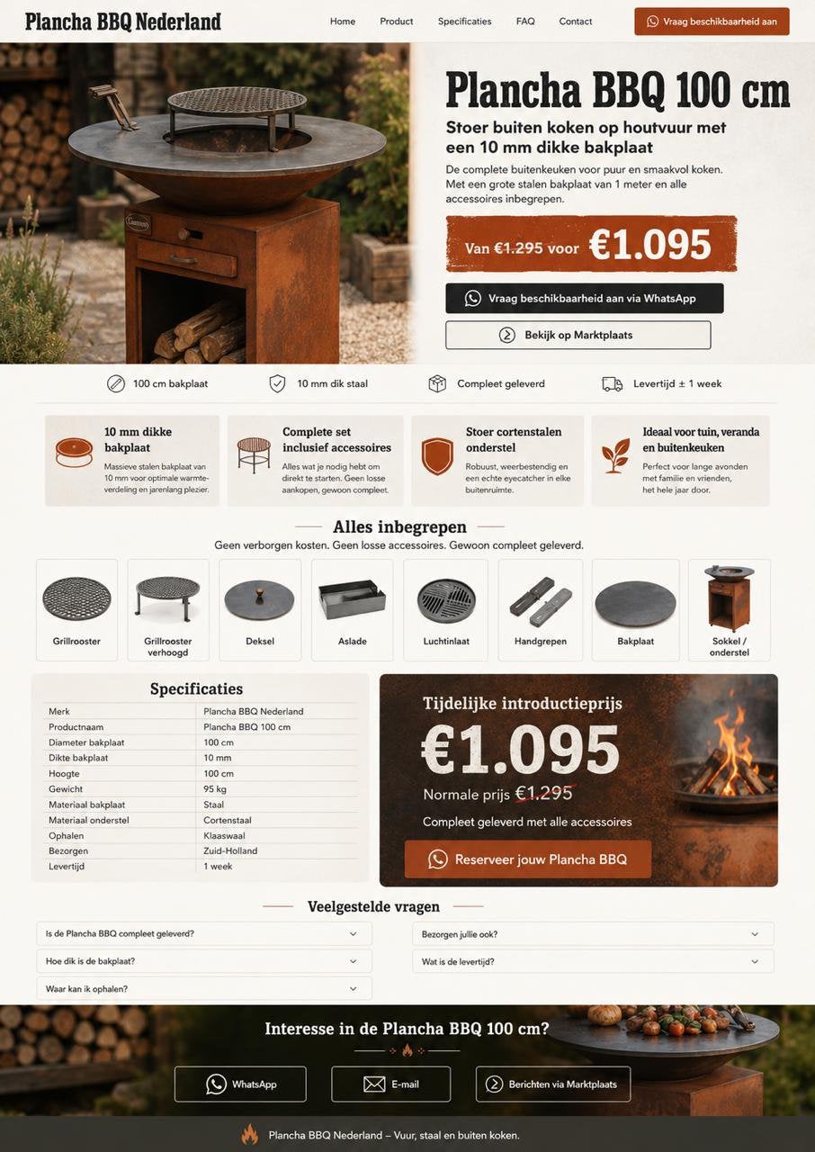 Binnenkort verkrijgbaar: Plancha BBQ 100 cm, Ophalen, Zo goed als nieuw