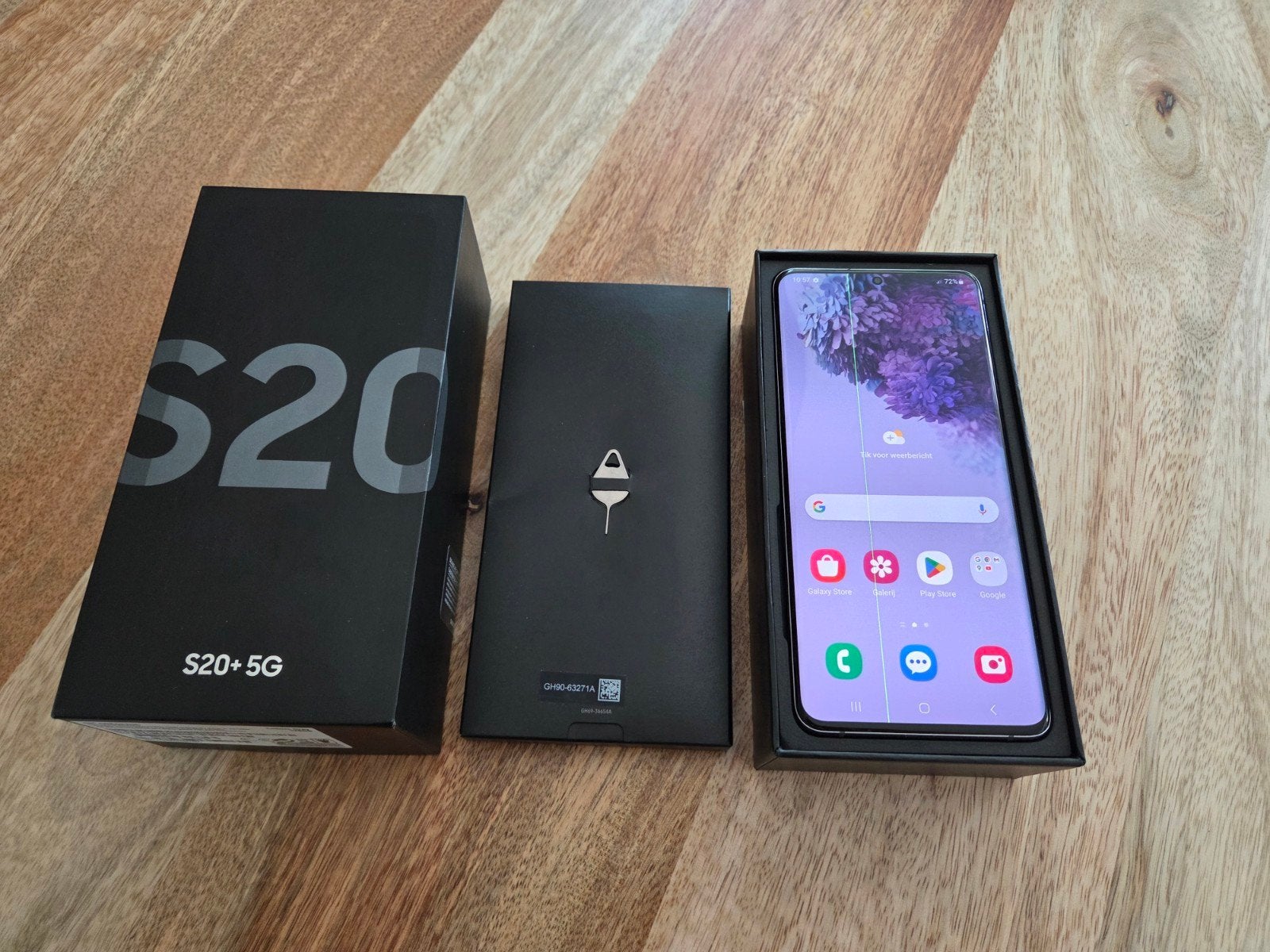 Samsung Galaxy S20+ 128GB met groen lijntje in scherm, Ophalen, Gebruikt, Galaxy S20, Zwart