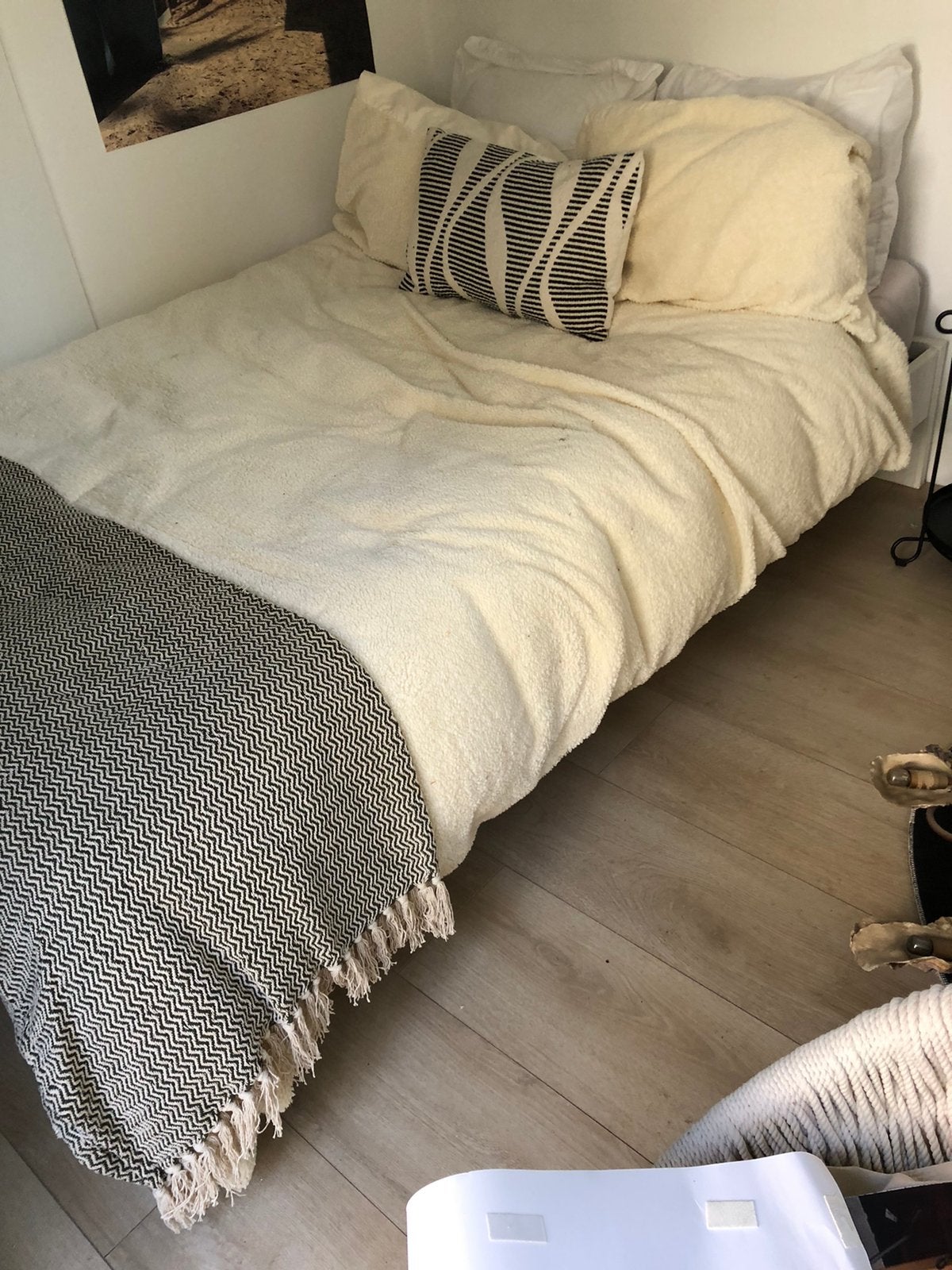 Wit bed twijfelaar maat 126x205 cm, Huis en Inrichting, Slaapkamer | Slaapbanken, Ophalen, Wit, Tweepersoons, Zo goed als nieuw
