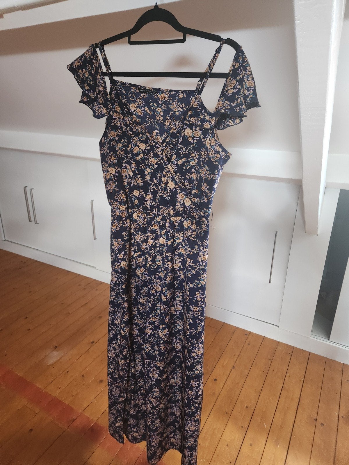 Shein lange jurk met split, luchtig, maat M/L, Maat 38/40 (M), Blauw, Ophalen of Verzenden, Gedragen