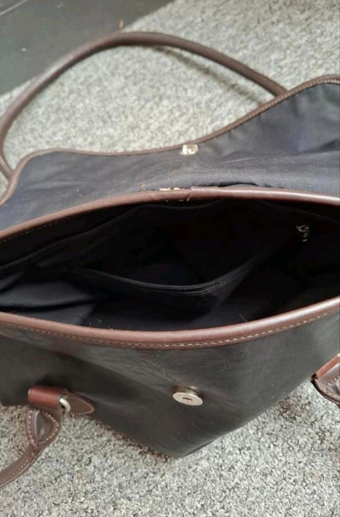 Esprit leren handtas zwart/bruin, Sieraden, Tassen en Uiterlijk, Tassen | Damestassen, Ophalen of Verzenden, Gebruikt, Bruin, Handtas