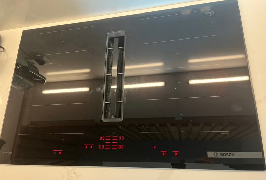 Bosch PXV895D57E/01 Inductiekookplaat Glasplaat, Ophalen, Gebruikt, 4 kookzones, Energieklasse A of zuiniger