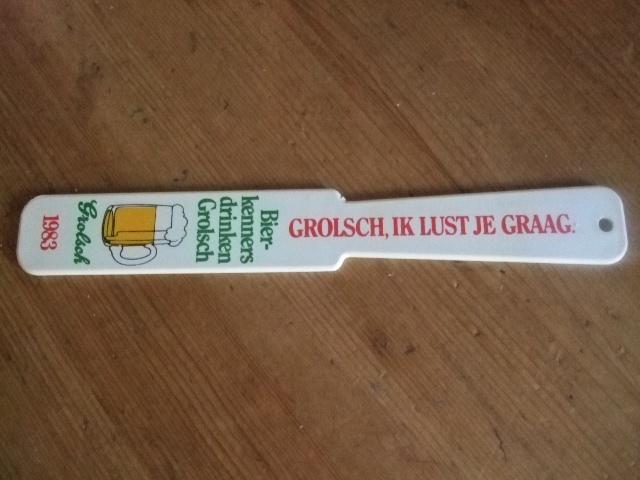 Grolsch spatel 1983 / afschuimer Grolsch, ik lust je graag, Ophalen of Verzenden, Nieuw, Overige typen, Grolsch