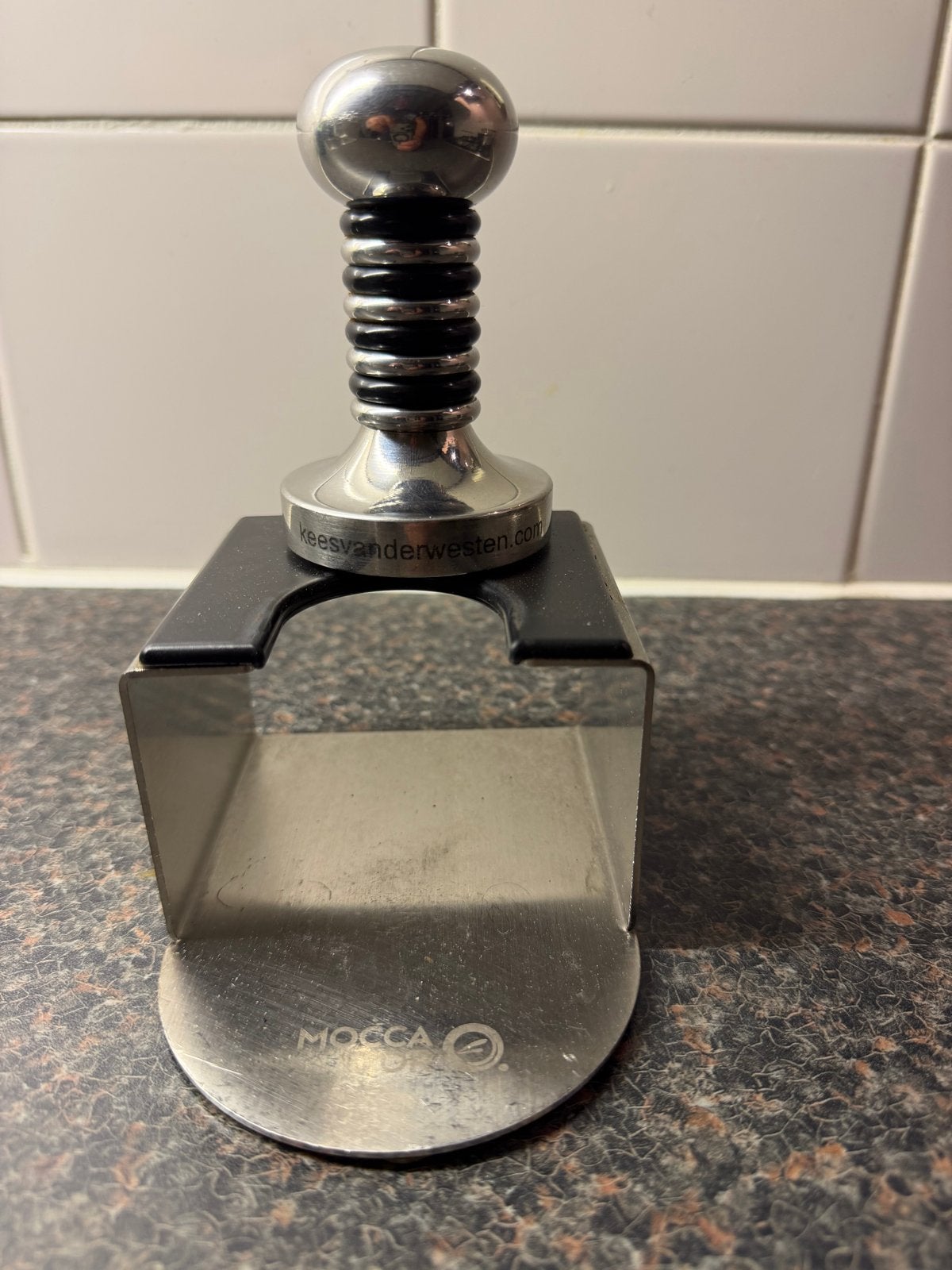 Kees van der Westen tamper met Mocca d'Or tamping station, Zilver, Ophalen of Verzenden, Metaal, Overige merken