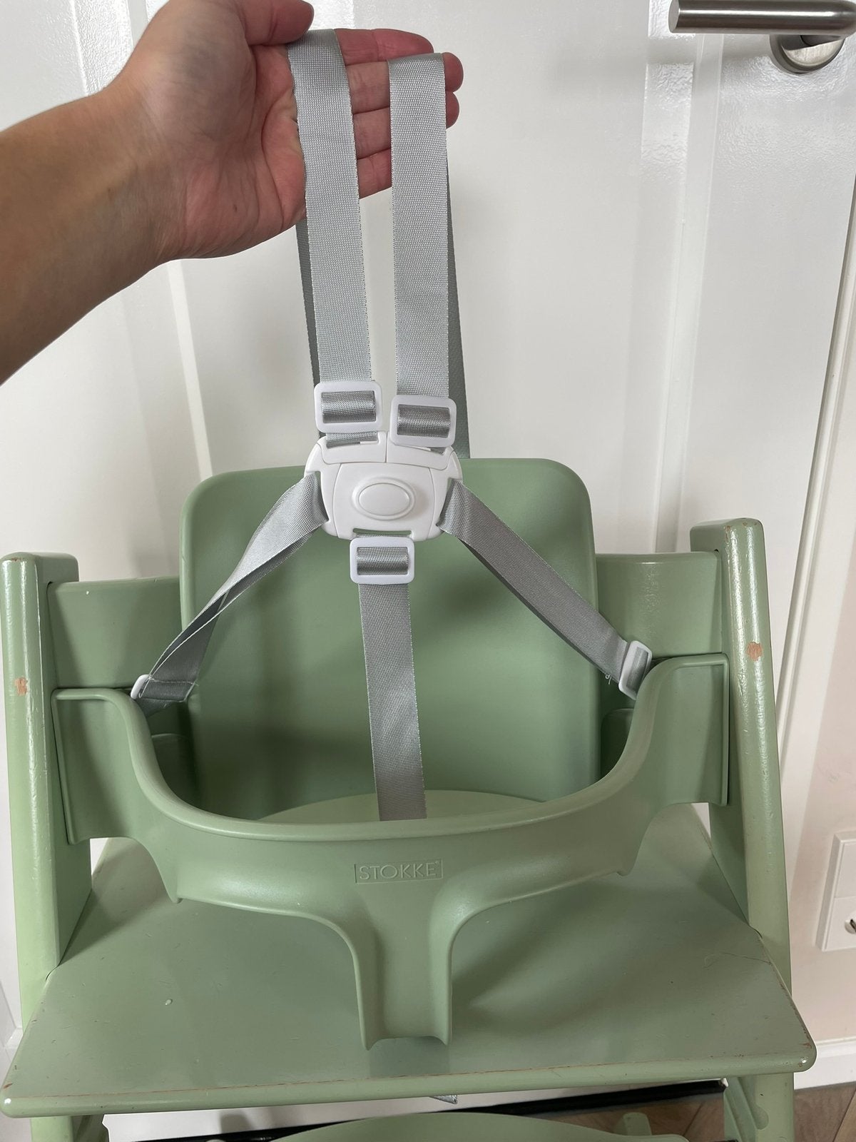Nieuw! Grijs Harnas tuigje voor de Stokke Tripp Trapp, Ophalen of Verzenden, Nieuw, Meegroeistoel, Aanschuifbaar