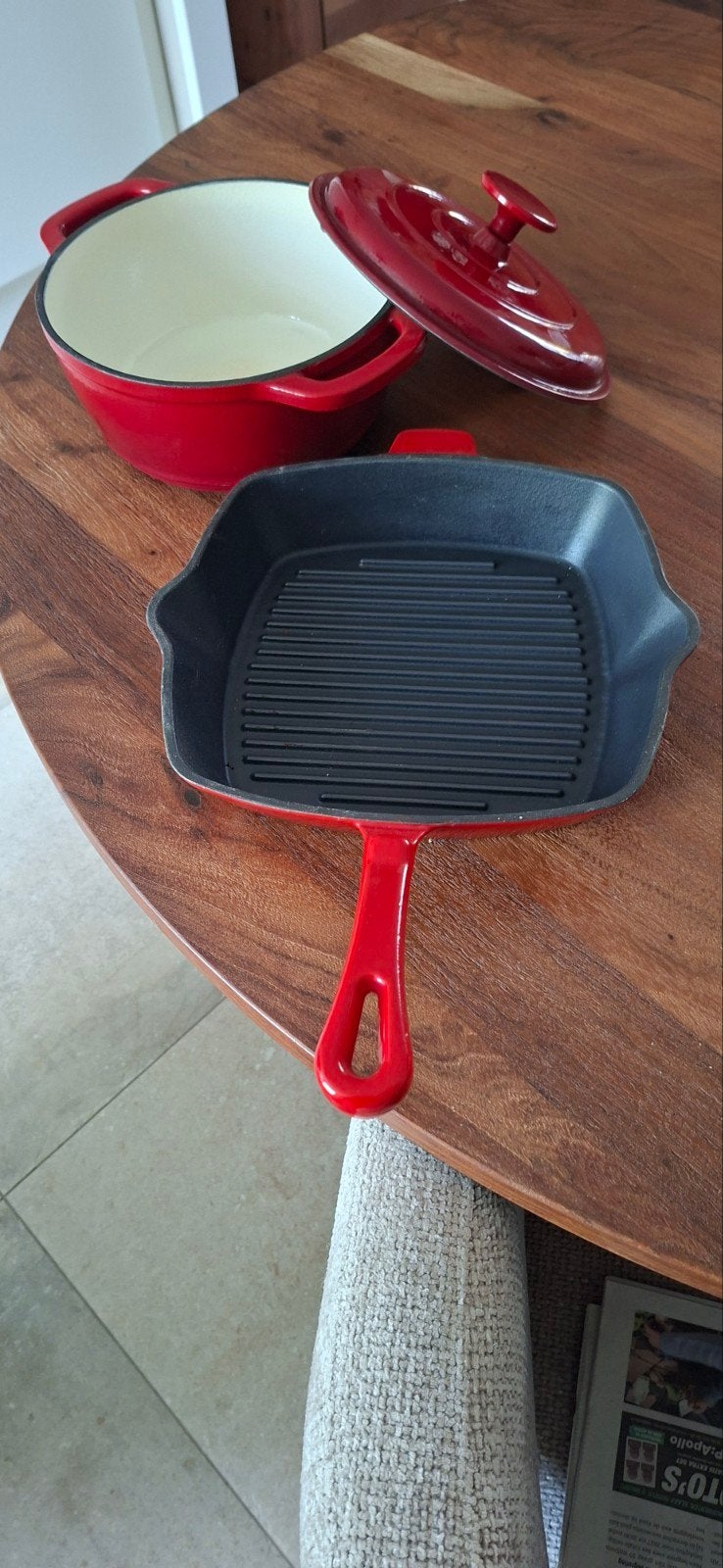 Ernesto Gietijzeren Grillpan en Braadpan - Rood Geëmailleerd, Ophalen, Nieuw, Overige merken, Braadpan
