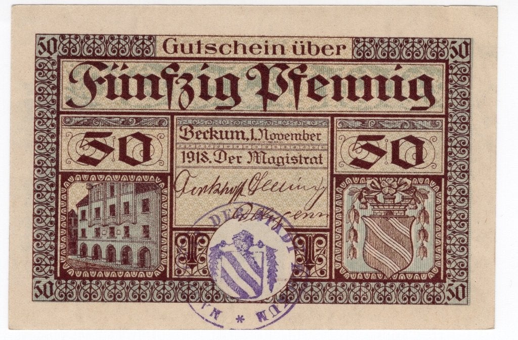 Duitsland noodgeld 50 Pfennig Becken 1918, Verzenden, Duitsland
