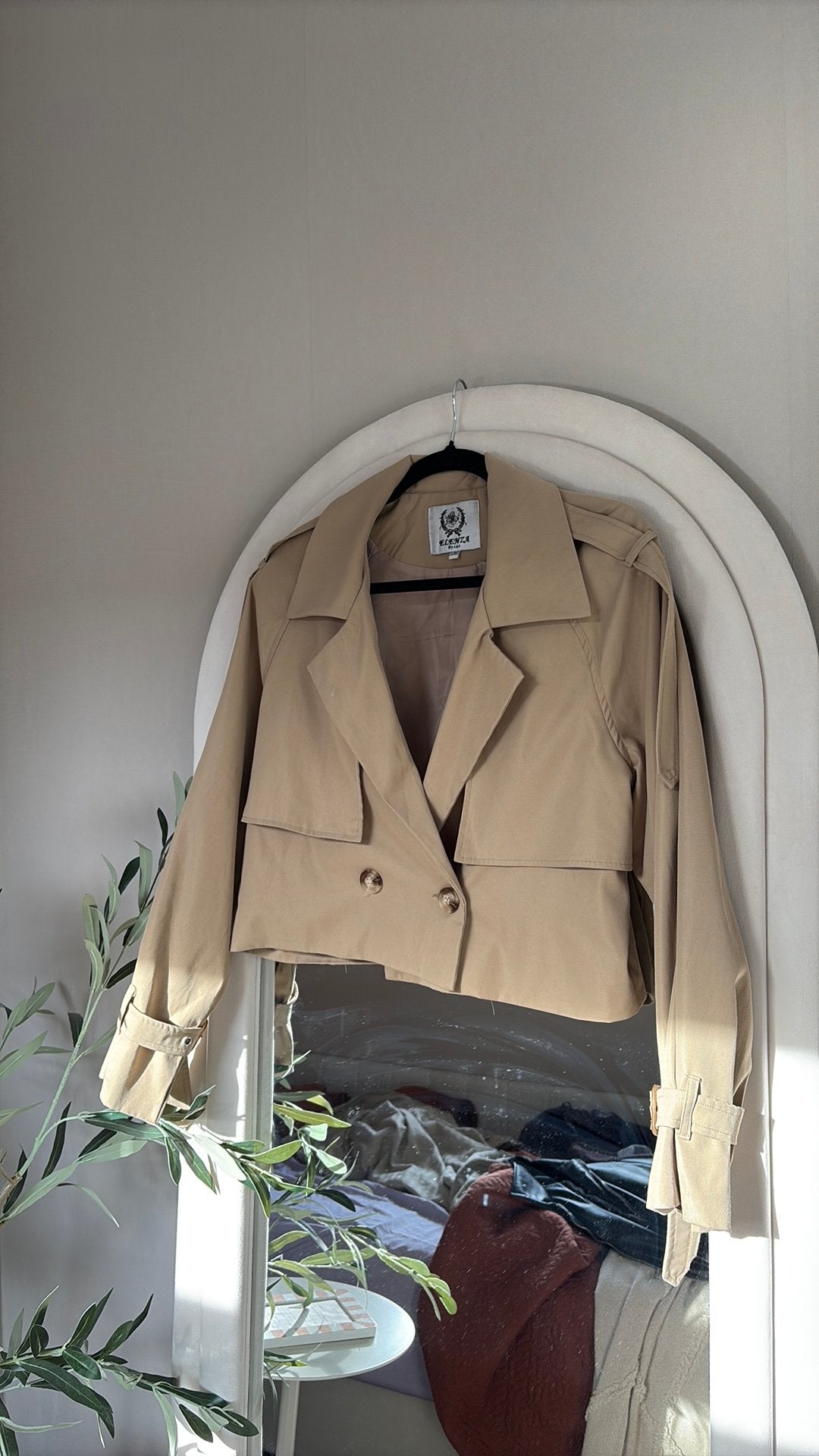 Korte trenchcoat Elenza by L&L maat s/m, Ophalen of Verzenden, Gedragen