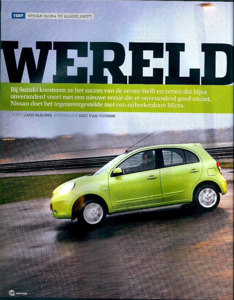 Autovisie dubbeltest Nissan Micra en Suzuki Swift 2011, Ophalen of Verzenden, Gelezen, Nissan