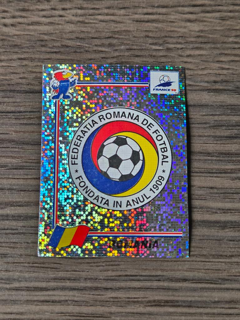 Panini World Cup Frankrijk 1998 embleem Roemenie, Ophalen of Verzenden, Zo goed als nieuw, Buitenlandse clubs, Poster, Plaatje of Sticker