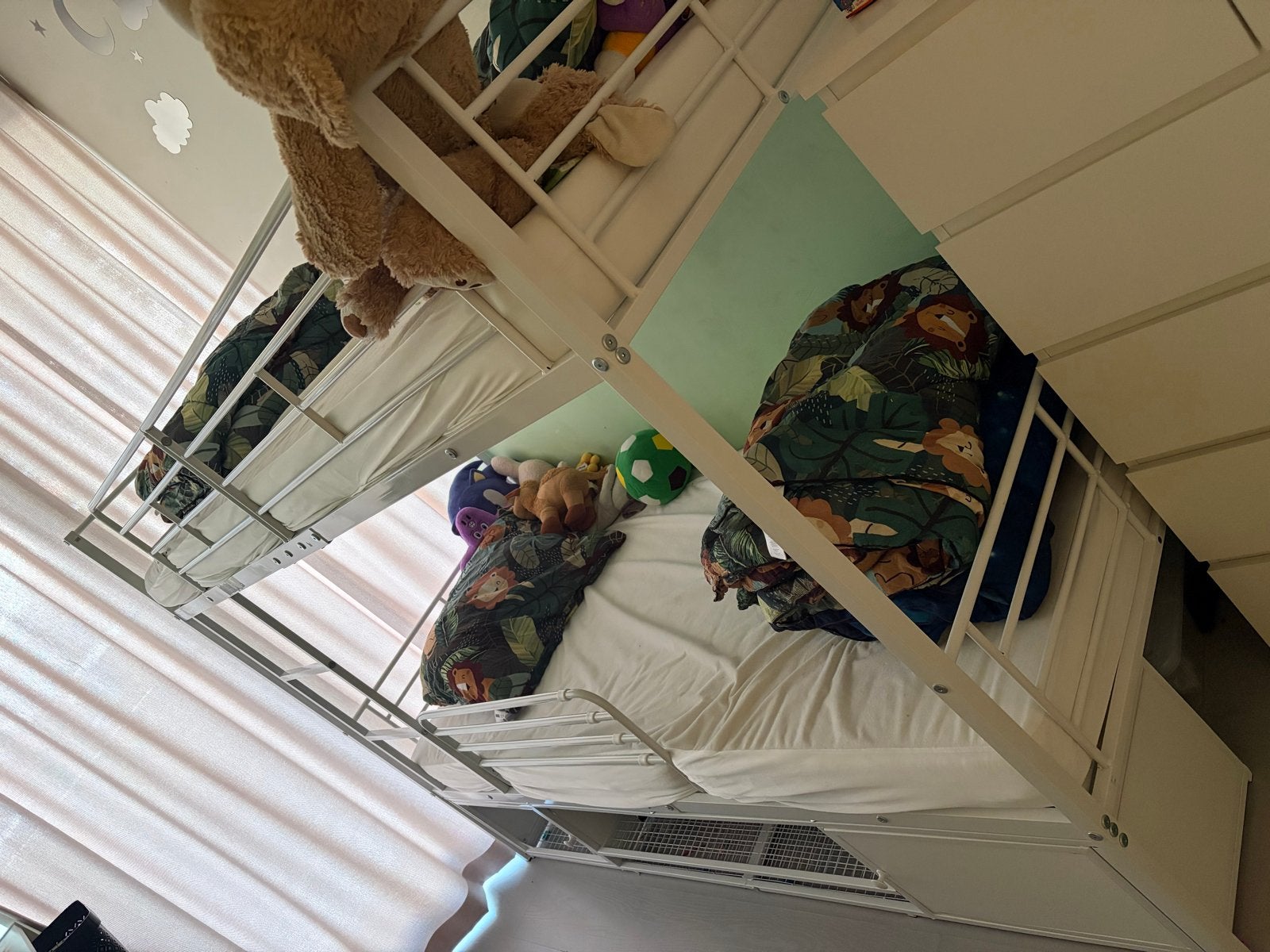 Stapelbed met defect kastje - 1 jaar oud, Ophalen, Gebruikt, Tweepersoons, Overige maten